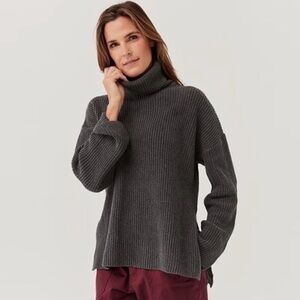PACT - Fisherman Turtleneck Tunic Sweater 100% Cotton - Gray/Charcoal Size Large
